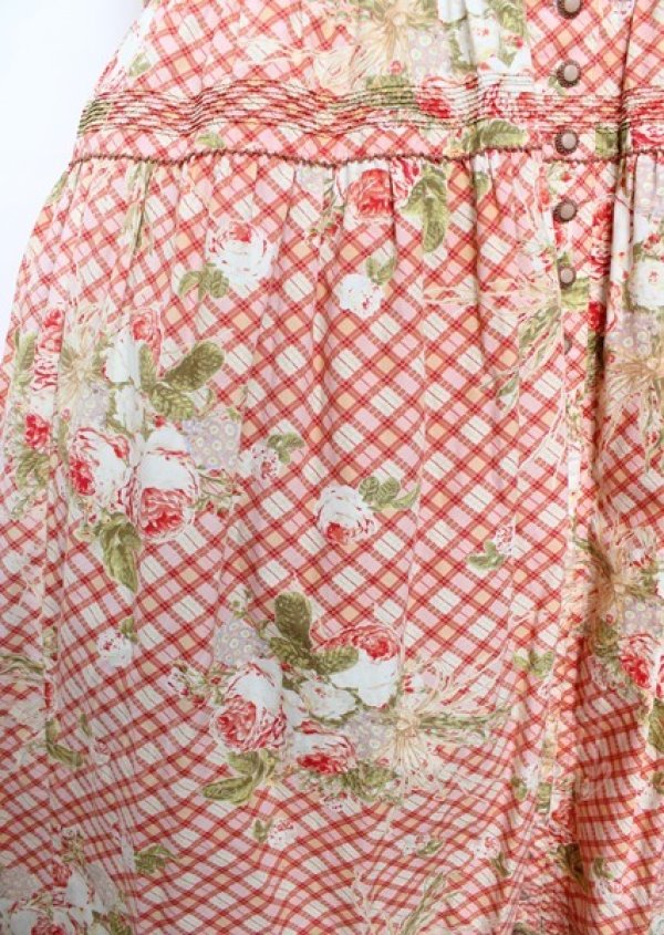 画像4: WONDERFUL WORLD / ローズブーケチェック柄ワンピース F ピンク Y-25-10-06-094-LO-OP-SZ-ZY (4)
