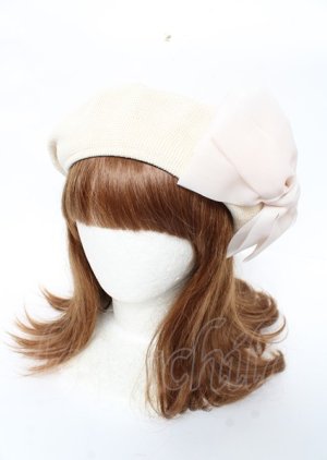 画像: axes femme / オーガンジーリボンベレー 57.5cm 生成り Y-25-10-06-018-AX-AC-SZ-ZY