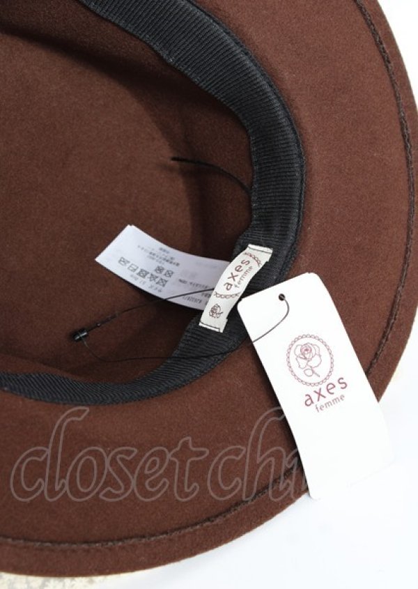 画像4: axes femme / 巻きバラレースカンカン帽  茶 Y-25-10-06-020-AX-AC-SZ-ZY (4)