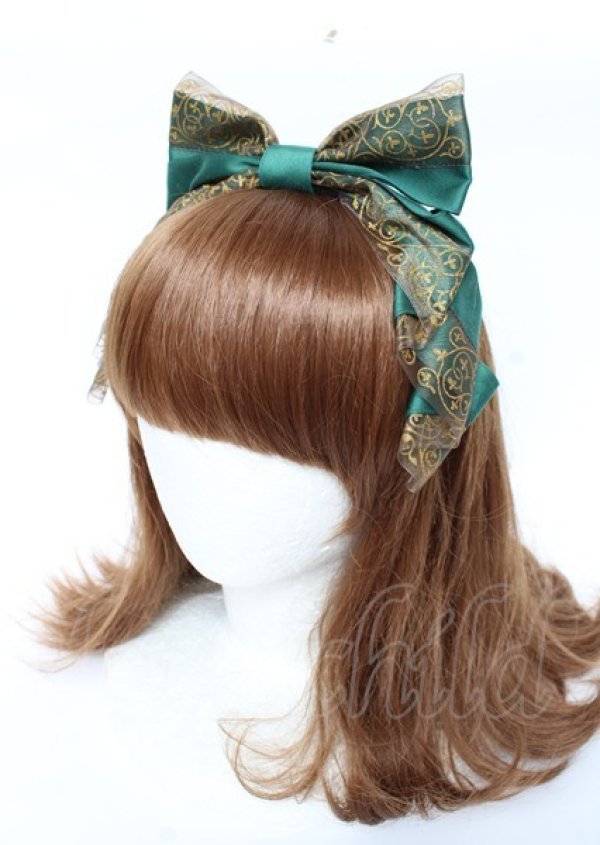 画像2: Innocent World / オーガンジーリボンカチューシャ  グリーン Y-25-10-06-022-IW-AC-SZ-ZY (2)