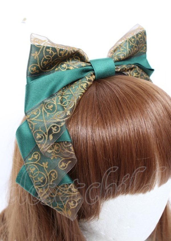 画像4: Innocent World / オーガンジーリボンカチューシャ  グリーン Y-25-10-06-022-IW-AC-SZ-ZY (4)