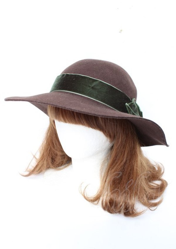 画像2: axes femme / ベロアリボンキャペリン 57.5cm 茶 Y-25-10-06-027-AX-AC-SZ-ZT-K025 (2)