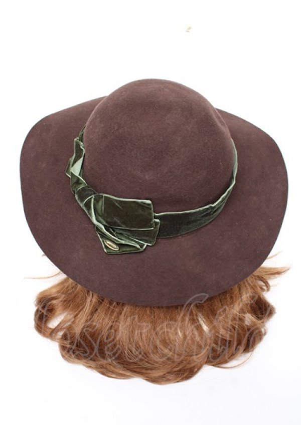 画像3: axes femme / ベロアリボンキャペリン 57.5cm 茶 Y-25-10-06-027-AX-AC-SZ-ZT-K025 (3)