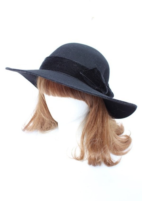 画像2: axes femme / ベロアリボンキャペリン 57.5cm 黒 Y-25-10-06-028-AX-AC-SZ-ZT-K007 (2)