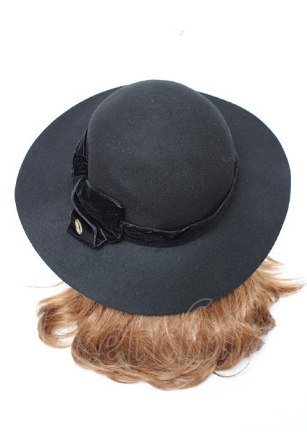 画像3: axes femme / ベロアリボンキャペリン 57.5cm 黒 Y-25-10-06-028-AX-AC-SZ-ZT-K007 (3)