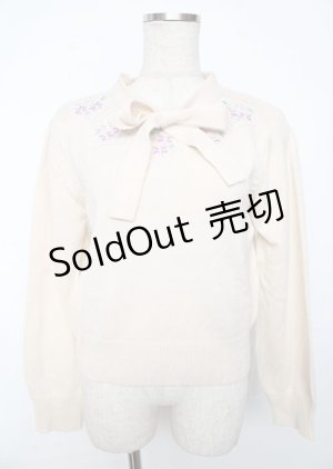 画像: F&A / 刺繍&ボウタイニット F アイボリー Y-25-10-06-030-LO-TO-SZ-ZY