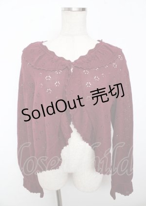 画像: PINK HOUSE / 透かし編みボレロ風カーディガン F ボルドー Y-25-10-07-034-LO-TO-SZ-ZY