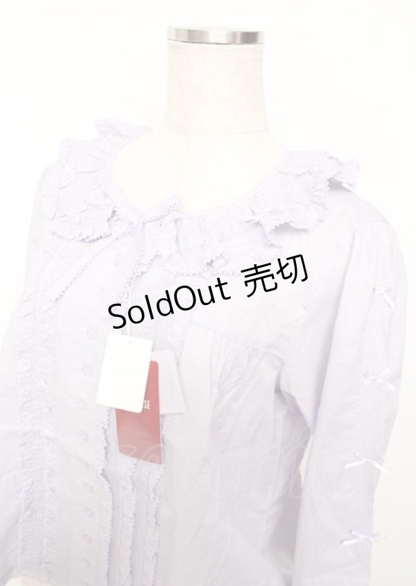 画像3: PINK HOUSE / リボン使いローンブラウス F ラベンダー Y-25-10-07-005-LO-BL-SZ-ZY (3)