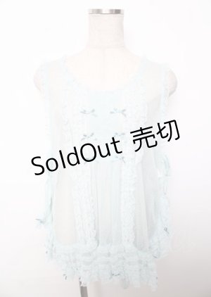 画像: PINK HOUSE / ドットチュールタブリエ F サックス Y-25-10-07-046-LO-TO-SZ-ZY