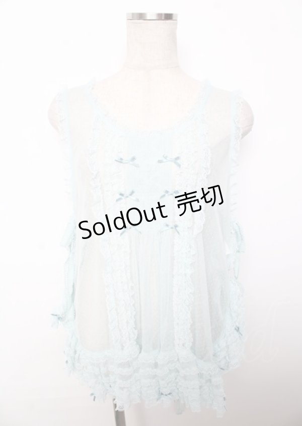 画像1: PINK HOUSE / ドットチュールタブリエ F サックス Y-25-10-07-046-LO-TO-SZ-ZY (1)