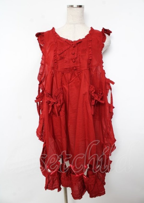 PINK HOUSE / Flower Picnicのローンタブリエ F 赤 Y-25-10-07