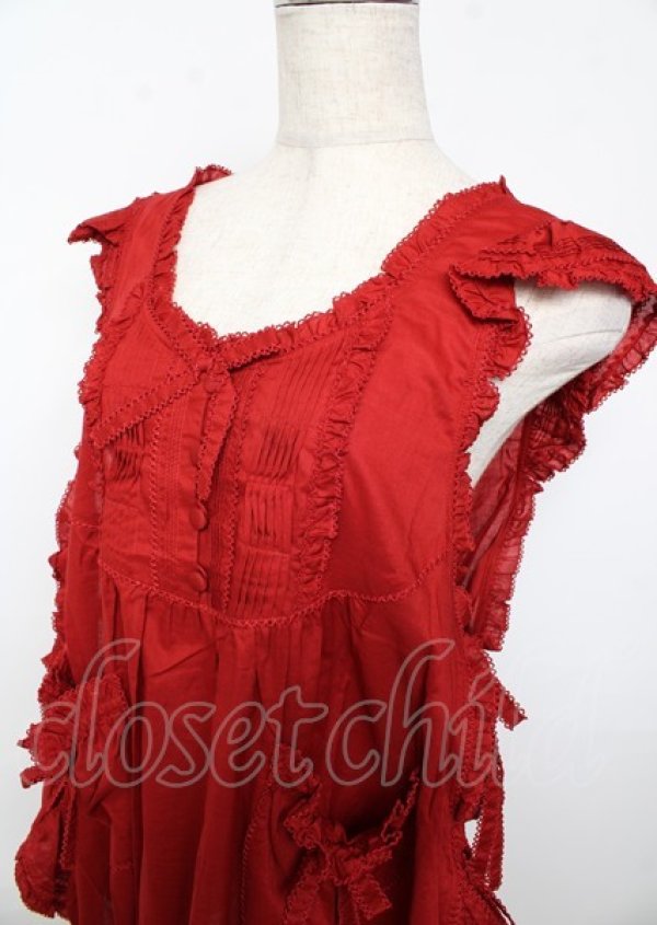 画像3: PINK HOUSE / Flower Picnicのローンタブリエ F 赤 Y-25-10-07-049-LO-OP-SZ-ZY (3)