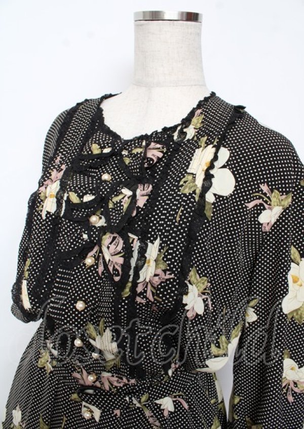 画像3: INGEBORG / カメリアとドットのワンピース F 黒 Y-25-10-07-050-LO-OP-SZ-ZY (3)