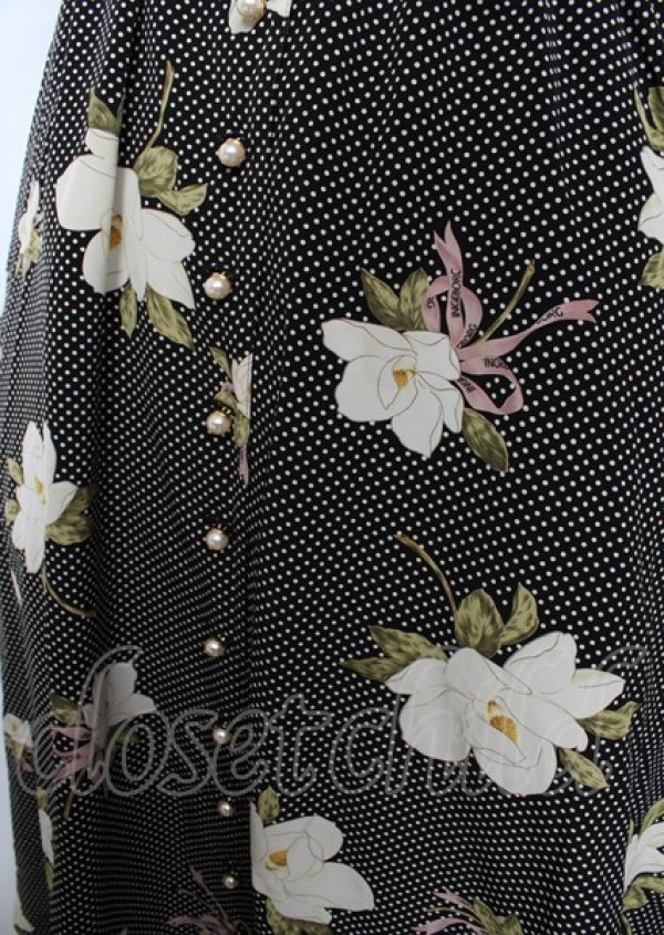 画像4: INGEBORG / カメリアとドットのワンピース F 黒 Y-25-10-07-050-LO-OP-SZ-ZY (4)