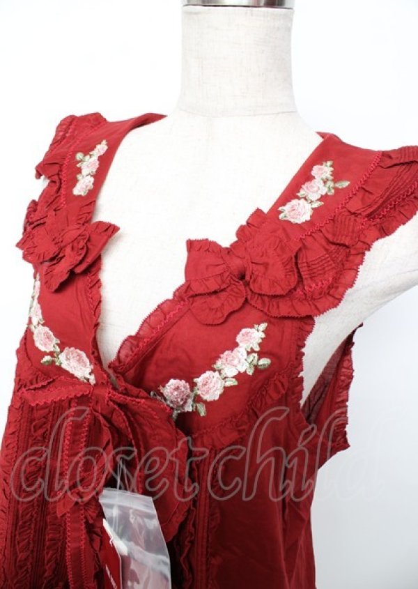 画像3: PINK HOUSE / エターナルローズ刺繍ベスト F 赤 Y-25-10-07-007-LO-TO-SZ-ZY (3)