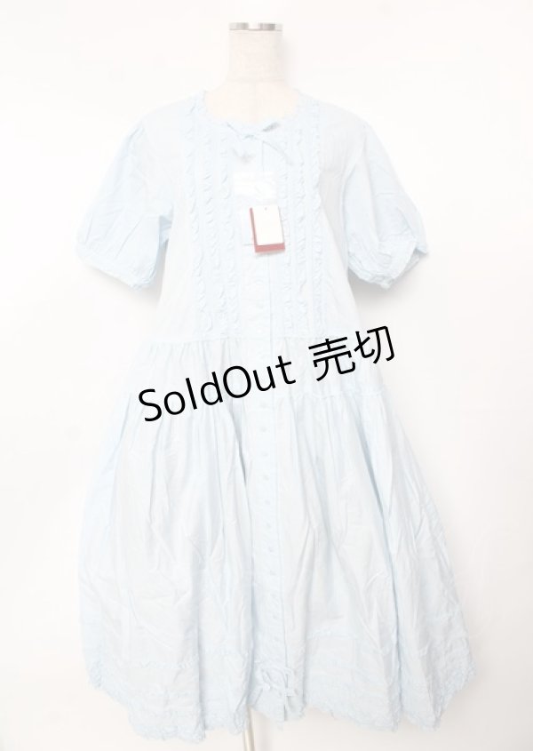 画像1: PINK HOUSE / ピコフリル使いロングワンピース F サックス Y-25-10-07-054-LO-OP-SZ-ZY (1)