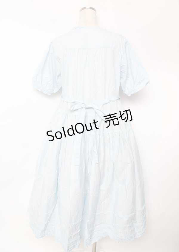 画像2: PINK HOUSE / ピコフリル使いロングワンピース F サックス Y-25-10-07-054-LO-OP-SZ-ZY (2)