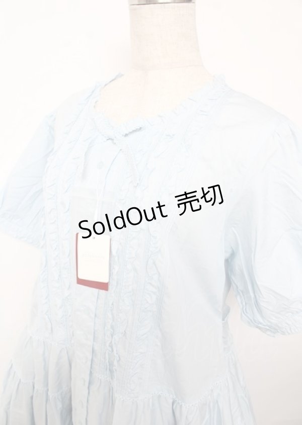 画像3: PINK HOUSE / ピコフリル使いロングワンピース F サックス Y-25-10-07-054-LO-OP-SZ-ZY (3)