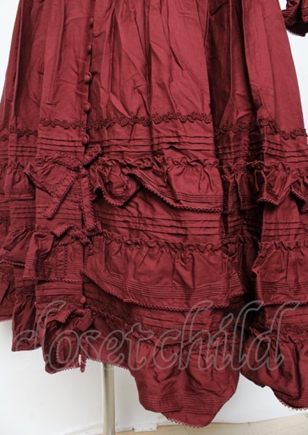 画像4: PINK HOUSE / 小花刺繍入りフリルワンピース F ボルドー Y-25-10-07-055-LO-OP-SZ-ZY (4)