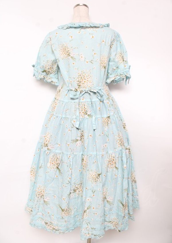 画像2: PINK HOUSE / スマイリーマーガレットプリントワンピース F サックス Y-25-10-07-056-LO-OP-SZ-ZY (2)