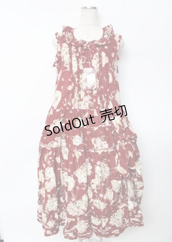 画像1: PINK HOUSE / ティータイムプリントワンピース F 赤 Y-25-10-07-057-LO-OP-SZ-ZY (1)