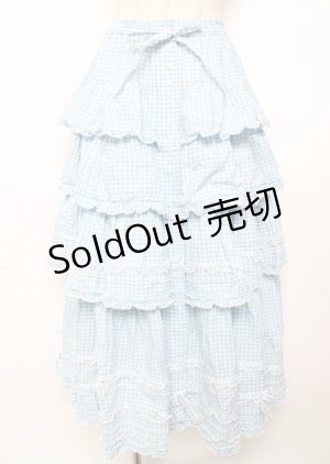 画像: PINK HOUSE / ピコフリルリボンティアードスカート F サックス Y-25-10-07-064-LO-SK-SZ-ZY