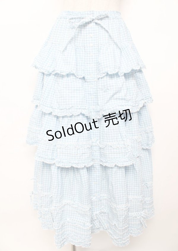 画像1: PINK HOUSE / ピコフリルリボンティアードスカート F サックス Y-25-10-07-064-LO-SK-SZ-ZY (1)