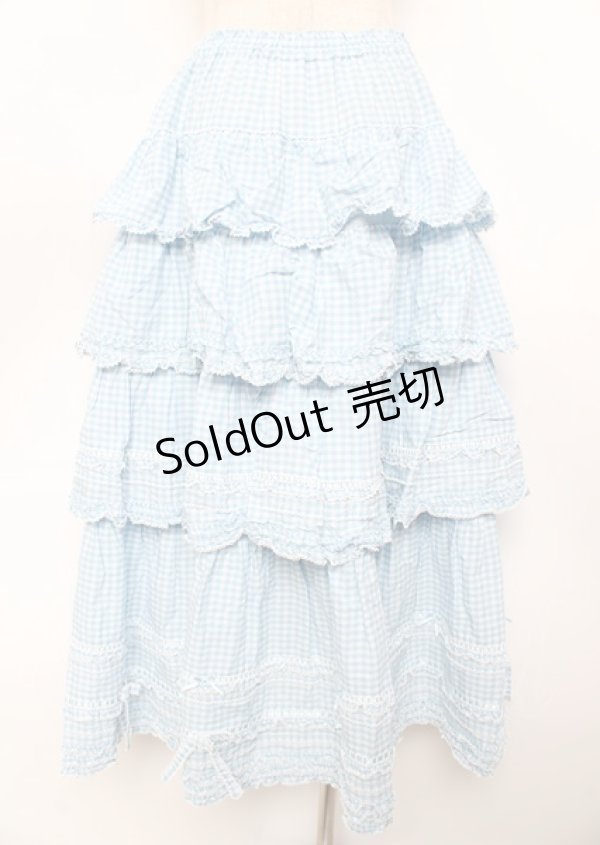 画像2: PINK HOUSE / ピコフリルリボンティアードスカート F サックス Y-25-10-07-064-LO-SK-SZ-ZY (2)