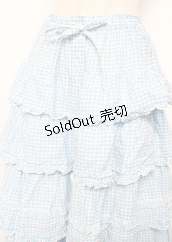 画像3: PINK HOUSE / ピコフリルリボンティアードスカート F サックス Y-25-10-07-064-LO-SK-SZ-ZY (3)