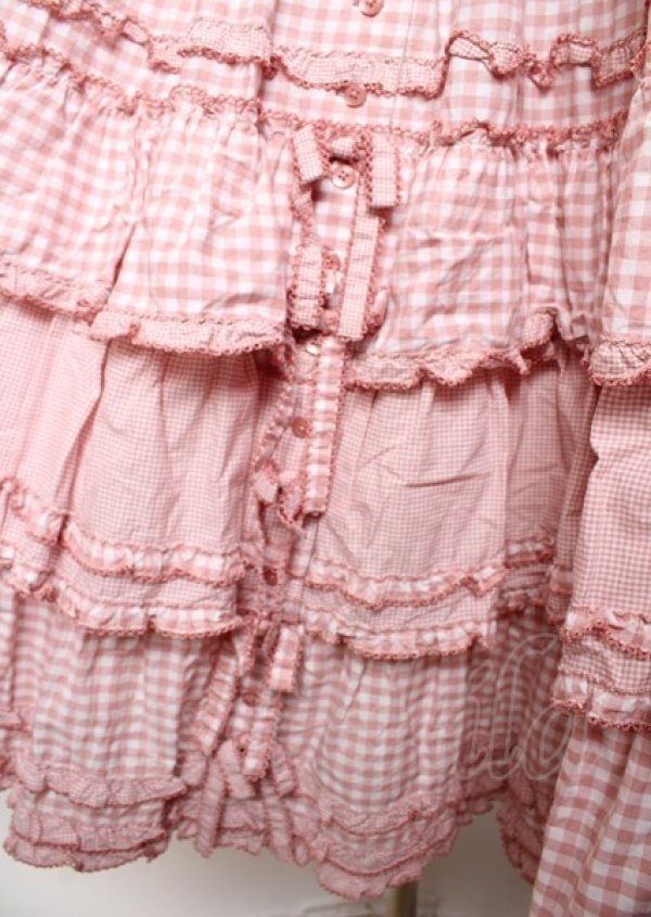 極美品PINK HOUSE♡ギンガムチェック フリルティアード ロングスカート 極美品PINK HOUSE♡ギンガムチェック フリルティアード ロング