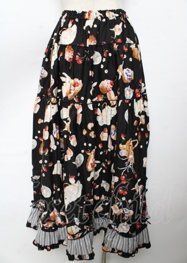 画像2: PINK HOUSE / スイーツスプリングバニープリントパッチワークスカート F 黒 Y-25-10-07-066-LO-OP-SZ-ZY (2)