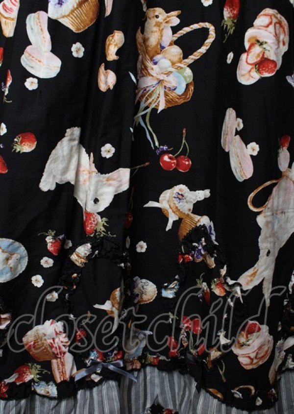 画像4: PINK HOUSE / スイーツスプリングバニープリントパッチワークスカート F 黒 Y-25-10-07-066-LO-OP-SZ-ZY (4)