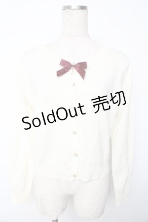 画像: Amavel / キーリボンブローチニットカーディガン  アイボリー Y-25-10-10-073-CA-TO-SZ-ZY