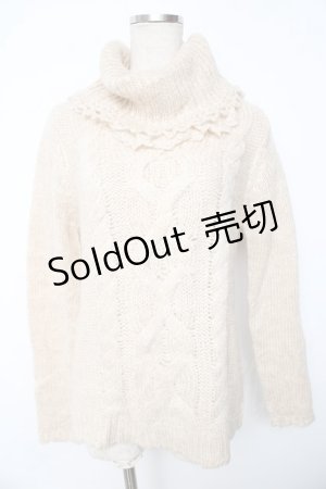 画像: axes femme / 襟レース使いニットタートル M ベージュ Y-25-10-10-077-AX-TO-SZ-ZI