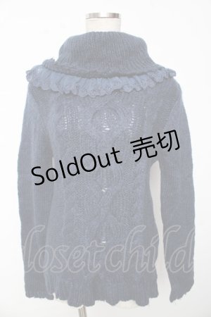 画像: axes femme / 襟レース使いニットタートル M 紺 Y-25-10-10-078-AX-TO-SZ-ZI