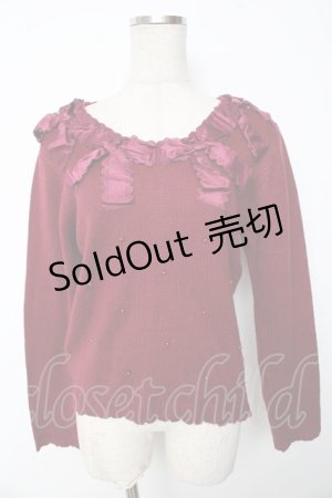 画像: axes femme / リボンデザインニットプルオーバー M ワイン Y-25-10-10-081-AX-TO-SZ-ZY