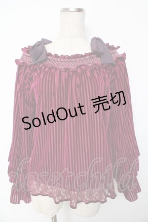 画像: axes femme / 縦柄ベロアオフショルプルオーバー M ワイン Y-25-10-10-082-AX-TO-SZ-ZI