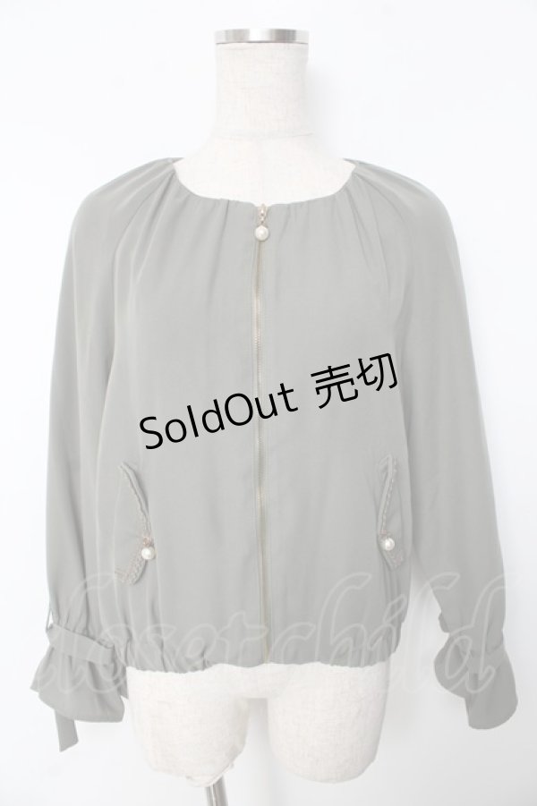 画像1: axes femme / ゆれパールギャザーブルゾン M グリーン Y-25-10-10-087-AX-JA-SZ-ZI (1)