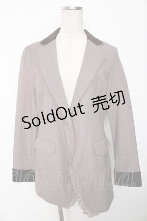 画像: axes femme / ベロア使いロングジャケット M 茶 Y-25-10-10-088-AX-JA-SZ-ZI