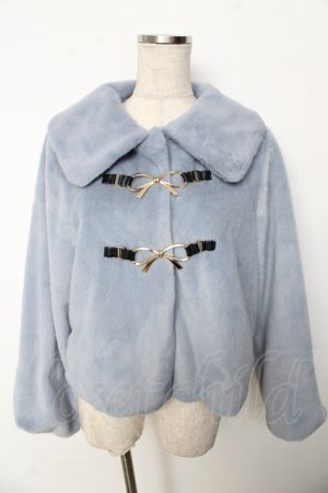 画像: axes femme POETIQUE / リボン金具ファーコート M サックス Y-25-10-10-094-AX-CO-SZ-ZY