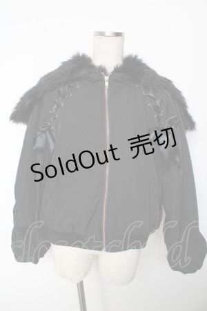 画像: Ank Rouge / 編み上げブルゾン  黒 Y-25-10-10-101-CA-CO-SZ-ZY