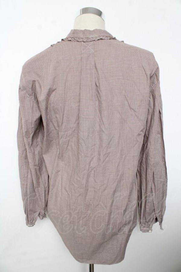 画像2: INGEBORG / リボン付きギンガムブラウス F ブラウン Y-25-10-10-115-LO-BL-SZ-ZY (2)