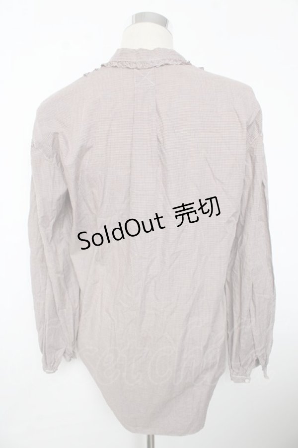 画像2: INGEBORG / リボン付きギンガムブラウス F ブラウン Y-25-10-10-115-LO-BL-SZ-ZT0207B (2)