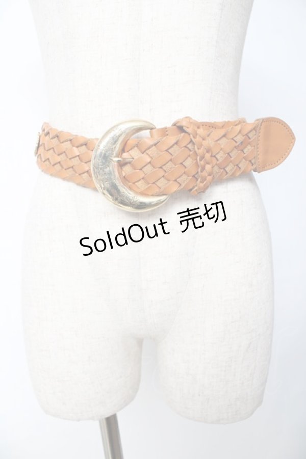 画像1: INGEBORG / モチーフ付きレザーベルト  キャメル Y-25-10-10-013-LO-ZA-SZ-ZY (1)