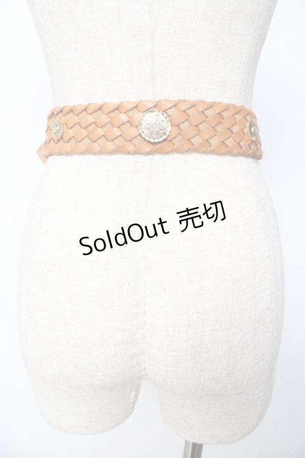 画像2: INGEBORG / モチーフ付きレザーベルト  キャメル Y-25-10-10-013-LO-ZA-SZ-ZY (2)