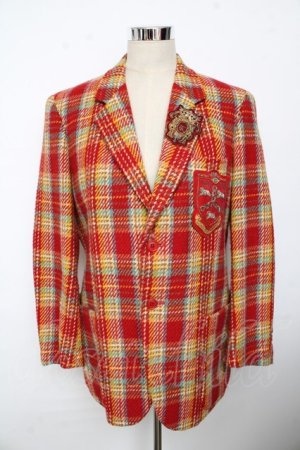 画像: WONDERFUL WORLD / エンブレムチェックジャケット  赤 Y-25-10-10-127-LO-JA-SZ-ZY