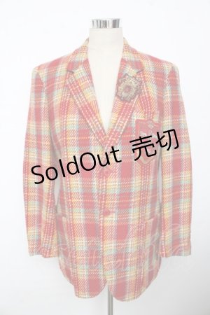 画像: WONDERFUL WORLD / エンブレムチェックジャケット  赤 Y-25-10-10-127-LO-JA-SZ-ZY