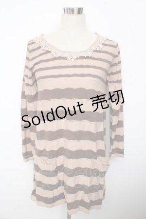 画像: axes femme / ボーダー柄ニットチュニ M 茶 Y-25-10-10-128-AX-OP-SZ-ZY