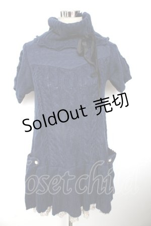 画像: axes femme / タートルざっくりニットワンピース M 紺 Y-25-10-10-130-AX-OP-SZ-ZY
