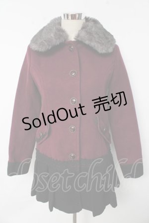 画像: axes femme / プリーツデザインコート M ワイン Y-25-10-10-146-AX-CO-SZ-ZY